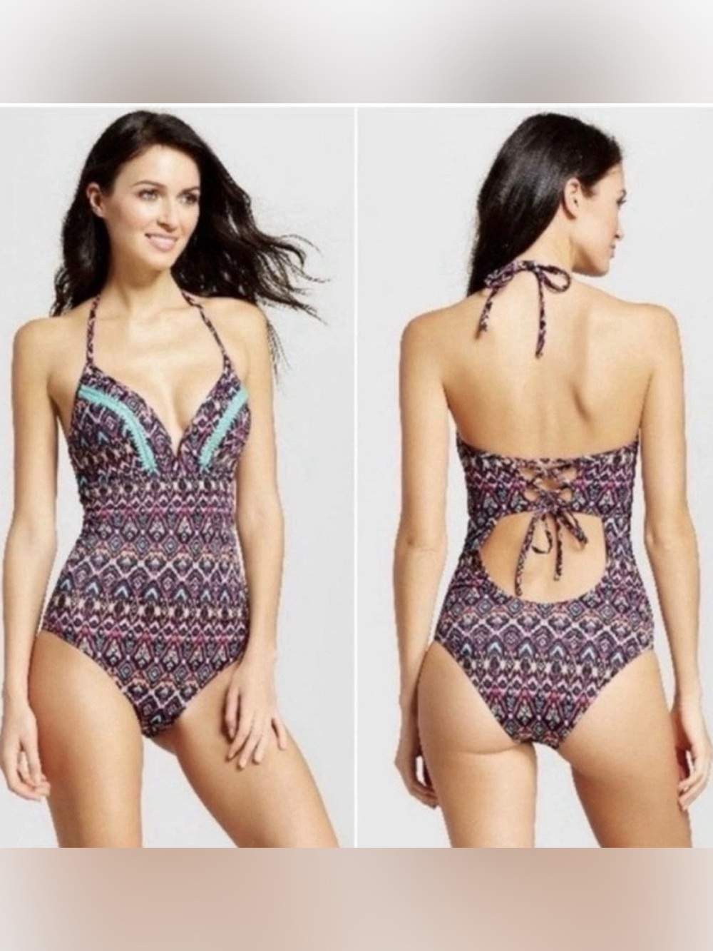 Shade & Shore Bohemian Ikat Print One-Piece Swimsuit (Size 38DD